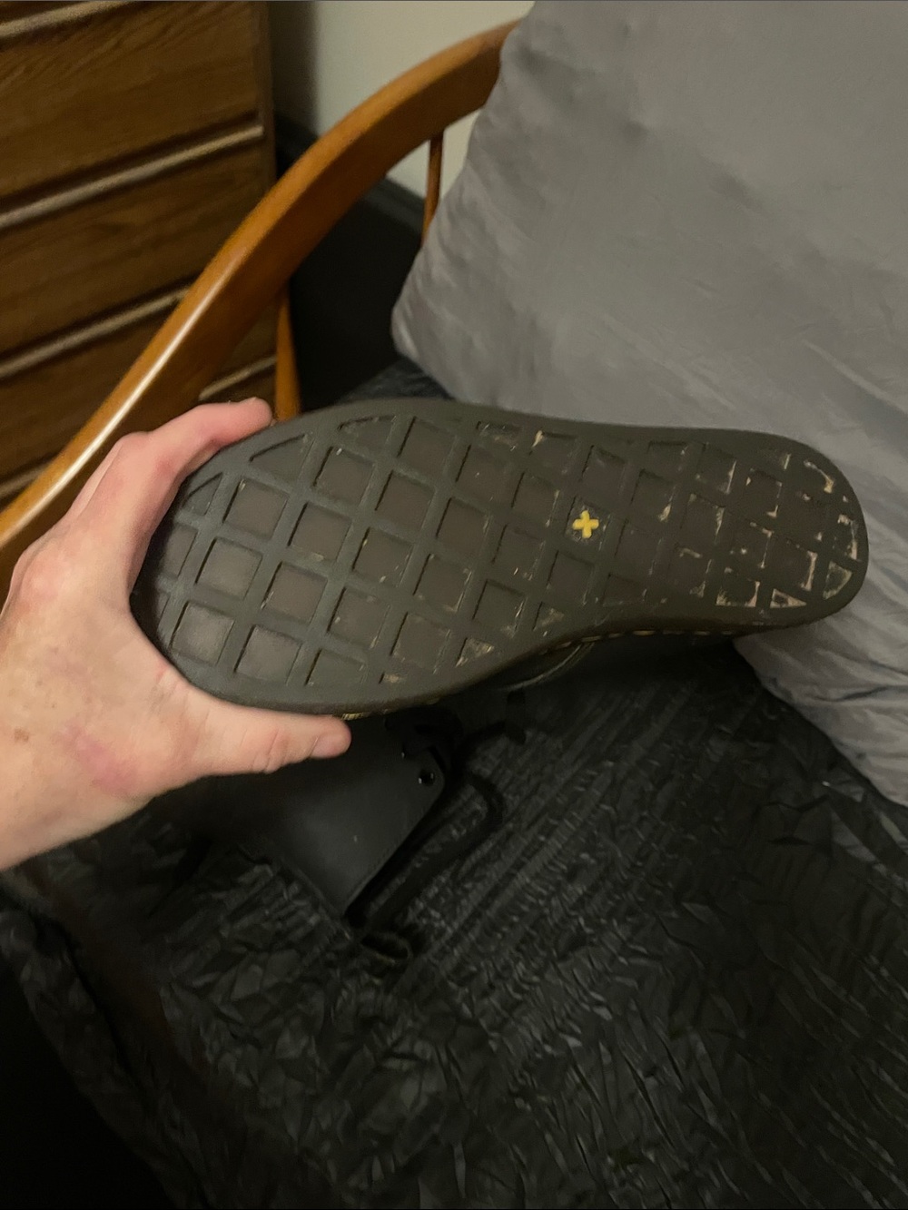 Dr. Martens Black Lace-Up Leather Boots with Yellow Stitching - Picture 9 of 17